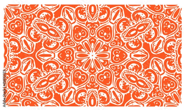 Obraz flowers and fruits batik orange patterns