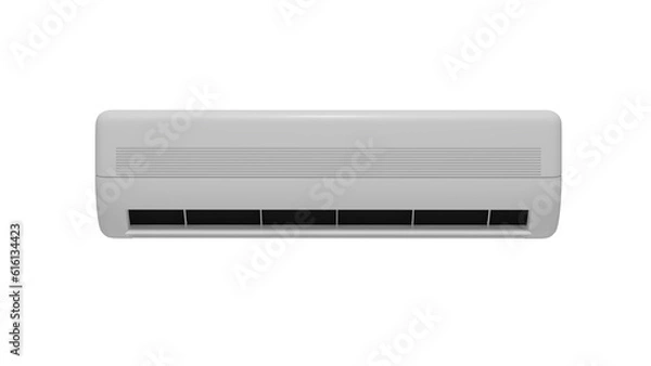 Obraz White modern air conditioner isolated on transparent and white background. Minimal concept. 3D render