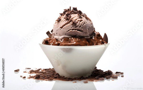 Fototapeta chocolate ice cream with isolated white background