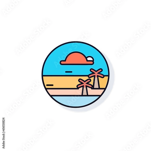 Obraz Beach Icon on White Background. Minimalistic Vector Design.