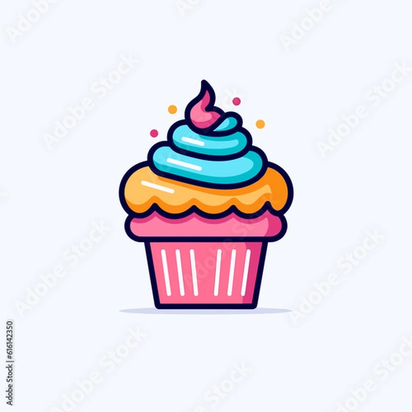 Obraz Cupcake Icon on White Background. Vector Illustration.