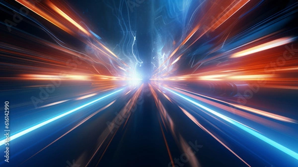 Obraz Technology screen with abstract high speed technology motion blur