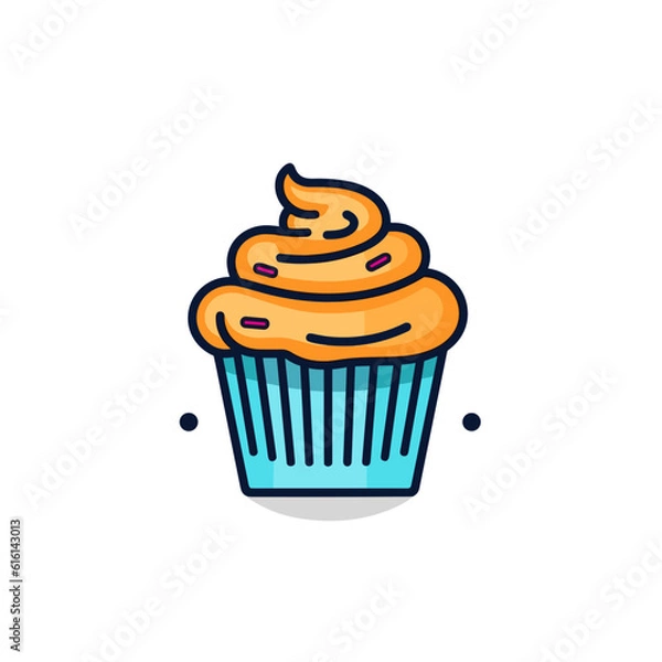 Obraz Cupcake Icon on White Background. Vector Illustration.