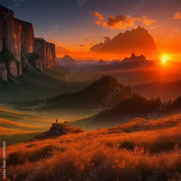 Obraz sunset in the mountains