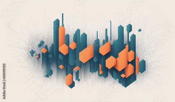 Obraz Abstract graph with orange and blue highlights. Based on Generative AI