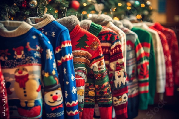 Obraz Ugly Christmas sweaters, traditional white people fun