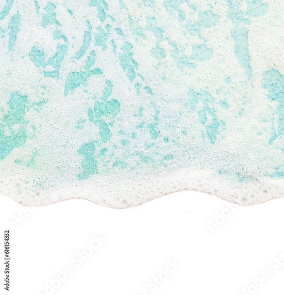 Fototapeta Ocean blue wave with white foam isolated on transparent background. PNG photo for your design