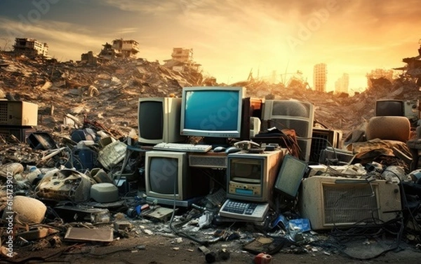 Obraz A world where e-waste has created a toxic landscape.