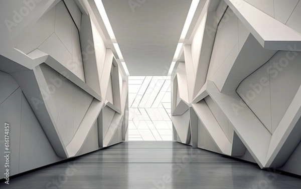 Fototapeta Abstract minimal futuristic geometric structures architecture.