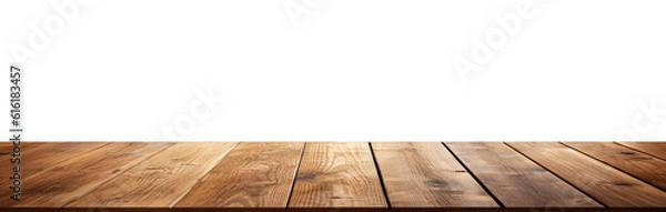 Fototapeta Empty wooden table top on transparent background.