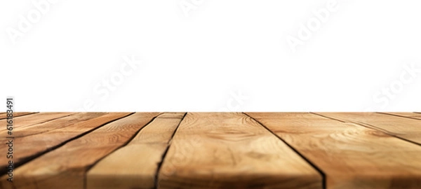 Fototapeta Empty wooden table top on transparent background.
