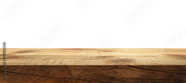 Fototapeta Empty wooden table top on transparent background.