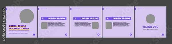 Fototapeta set of creative carousel or microblog templates for social media posts. social media template with purple theme