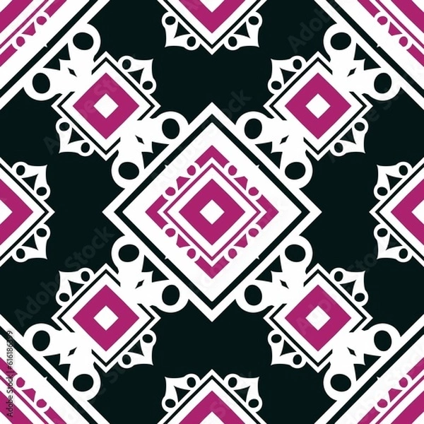 Obraz Seamless pattern retro vintage style 90 boho batik pattern tribal ethnic seamless.