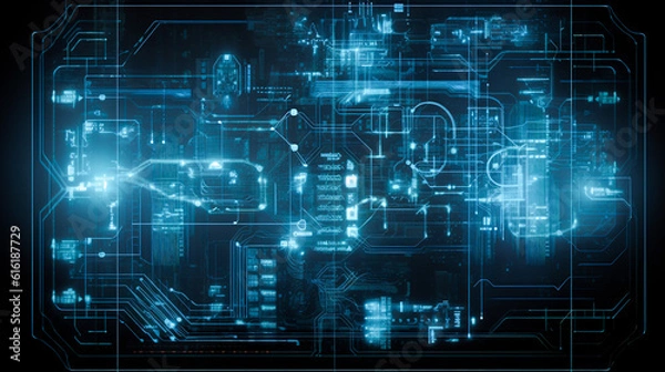 Fototapeta 未来のコンピュータデバイスのデジタルデータのイメージ　Generative AI