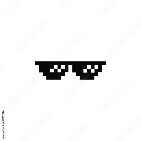 Fototapeta Black pixel Boss glasses meme vector illustration
