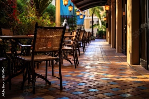Fototapeta patio outside of restaurant Generative AI
