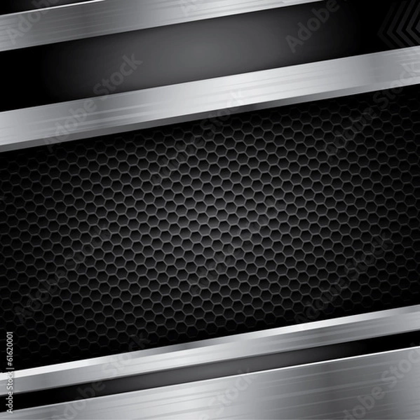 Obraz Metal background with steel frame and carbon pattern background