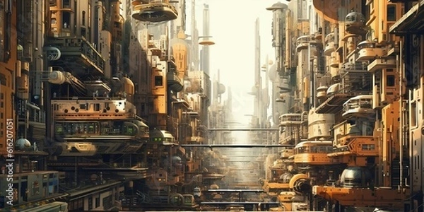 Obraz View of a futurist city (Generative AI)