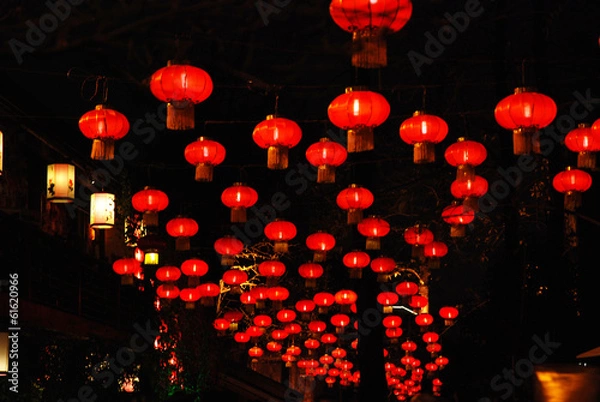 Obraz red lanterns was at night during Chinese New Year