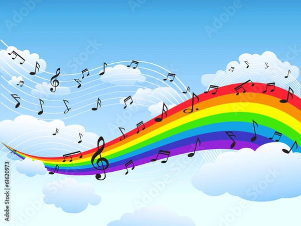 Obraz happy rainbow with music note background
