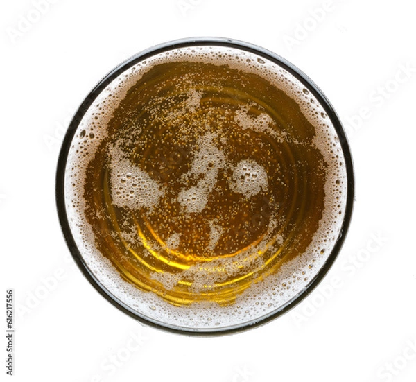 Obraz glass of beer on transparent background shot from overhead view

