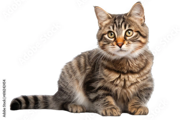 Fototapeta Illustration of a cat, PNG transparent background, isolated on white, by Generative AI