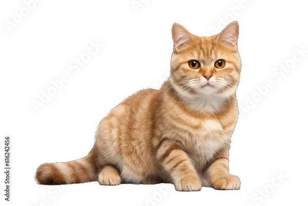 Fototapeta Illustration of a cat, PNG transparent background, isolated on white, by Generative AI