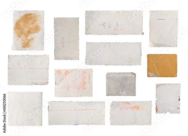 Obraz Vintage stamps, postage stamps, mail and letters, back vintage stamps, png isolated on transparent background