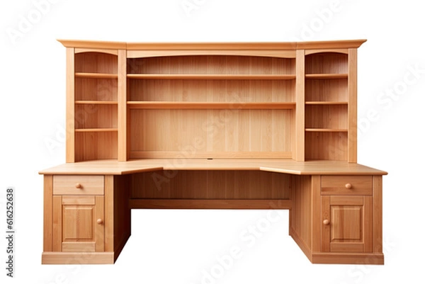 Obraz corner desk with hutch isolated on a transparent background, generative ai