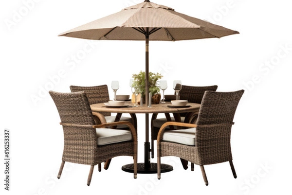 Fototapeta outdoor dining set isolated on a transparent background, generative ai