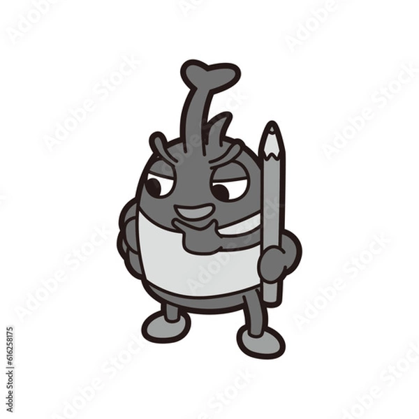 Fototapeta 色鉛筆を持っているカブトムシ モノクロ