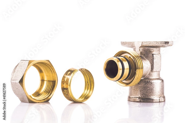 Fototapeta Compression sanitary wall plate fitting isolated