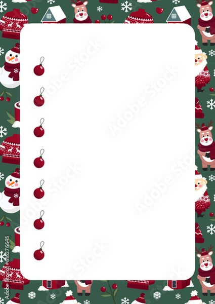 Obraz Style note organizer, check list, to do list with christmas pattern. Printable christmas checklist. Scrapbook, diary, page notebook, daily planner. Stationery for kids 