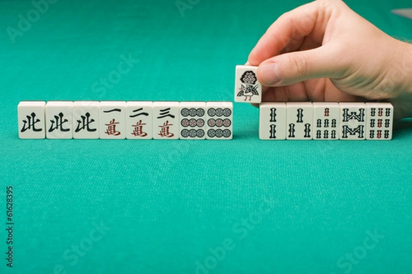 Obraz Smooth table surface with a majhong on it