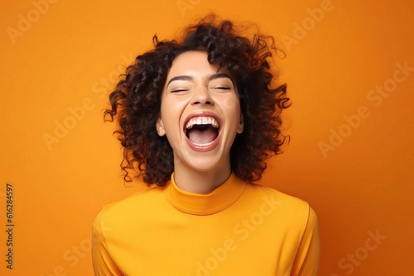 Fototapeta woman screams with joy ai generated