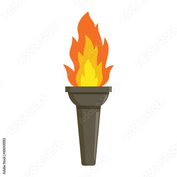 Fototapeta Vector illustration of torch, icon design, isolated on white background, torch fire, flame, competition equipment