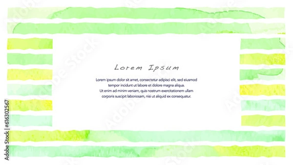 Obraz 透明水彩の緑色ボーダーイメージのタイトルバック