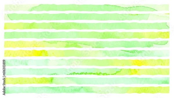 Fototapeta 透明水彩タッチのグリーンのストライプ背景