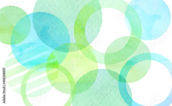 Fototapeta 透明水彩タッチの淡い円形パターンの背景フレッシュグリーン	
