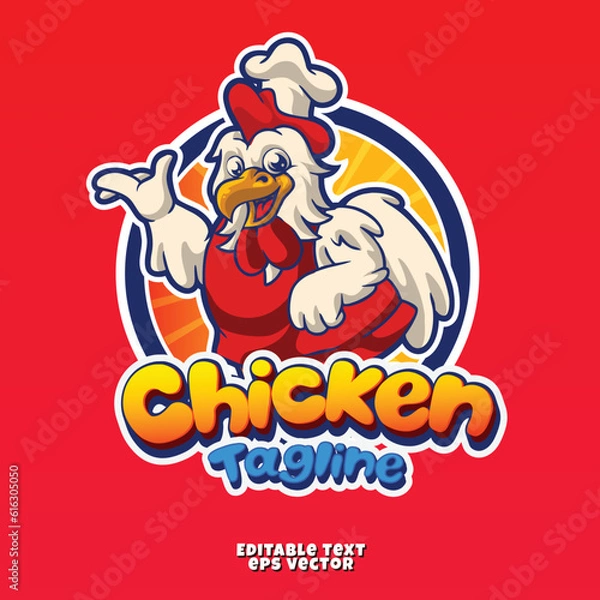 Fototapeta chicken food character mascot vector