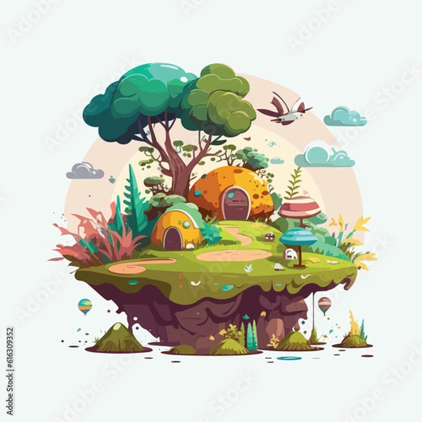 Obraz vector cute land cartoon style