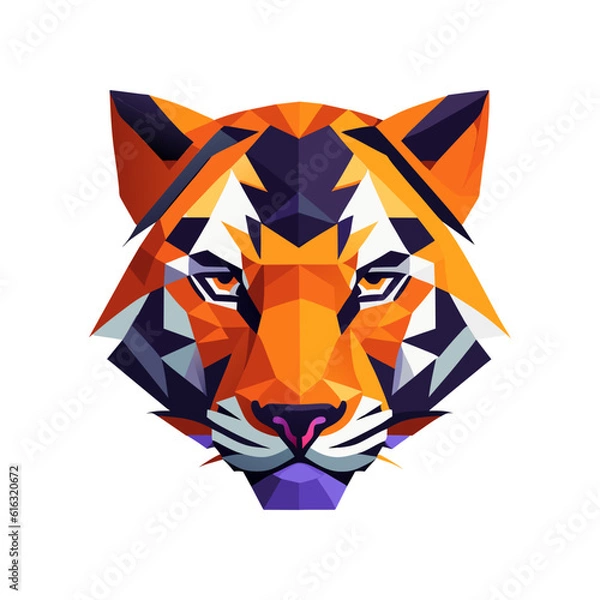 Obraz Tiger head Low poly vector.