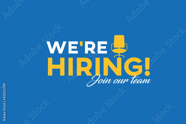 Fototapeta Vector we are hiring banner. Hiring recruitment design. We are hiring join our team announcement