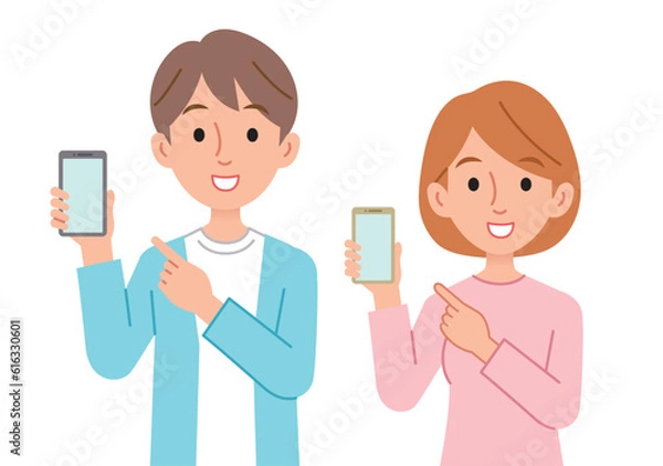 Fototapeta スマホを持つ男女