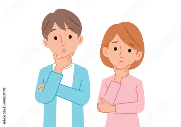 Fototapeta 考え事をする男女