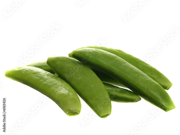 Obraz Pile of snap peas or mange-tout islated on white background