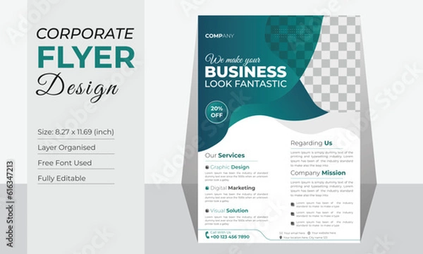 Obraz Business Flyer Corporate Flyer Template Organic & Geometric shape Flyer Circle Gradient Colorful concepts Poster flyer in A4 flyer template for Corporate Business agency Poster