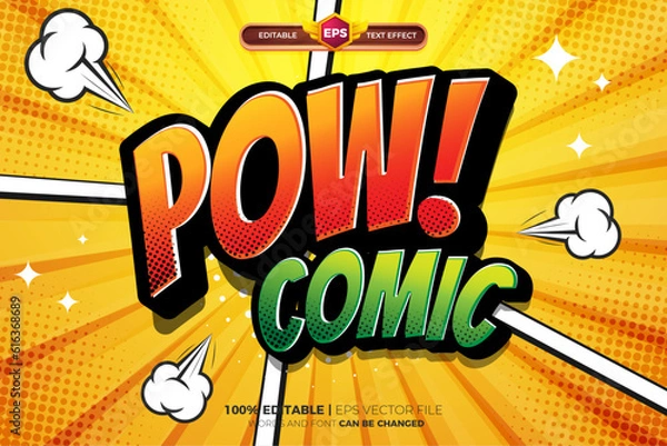 Fototapeta Pow Comic adventure editable text effect logo template