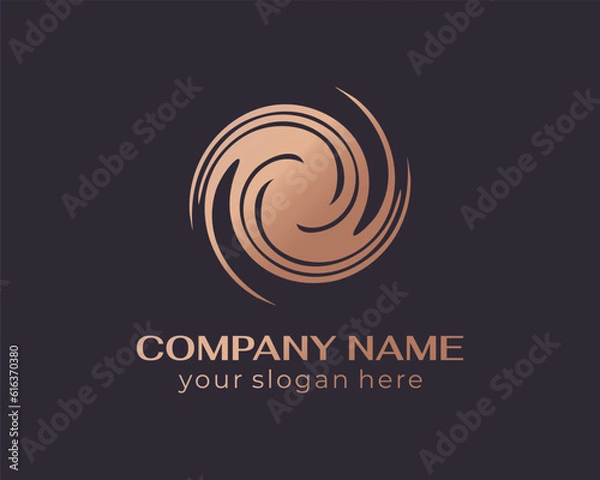 Obraz Round spiral logo. Swirling elegant waves of fabric. Template for creating a unique luxury design, logo, fashion, studio, boutique, spa center. Vector